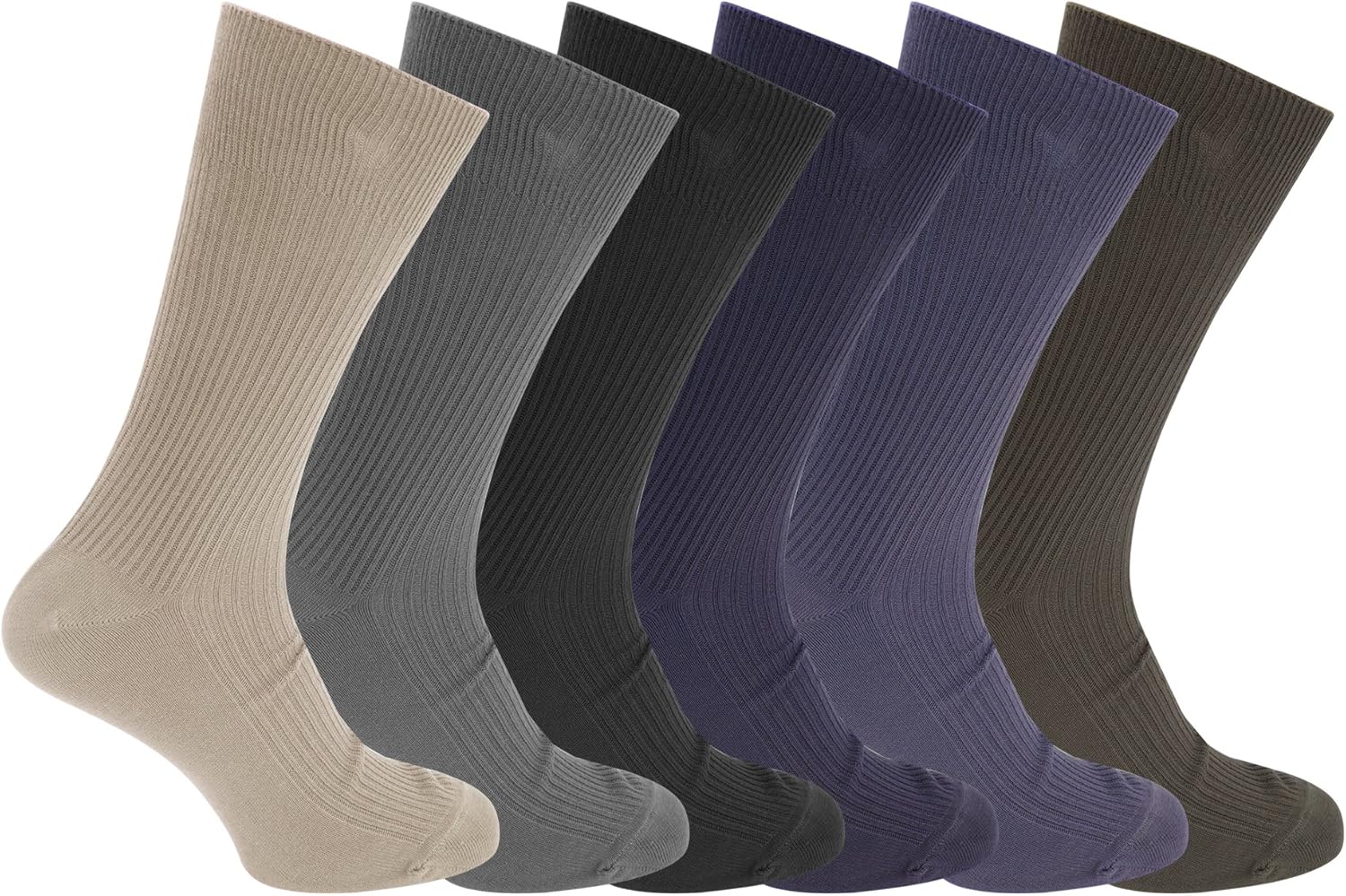 Mens Ribbed Non Elastic Top Socks (Pack Of 6) (US 1215) (Navy/Green/Grey) Amazon.ca Clothing