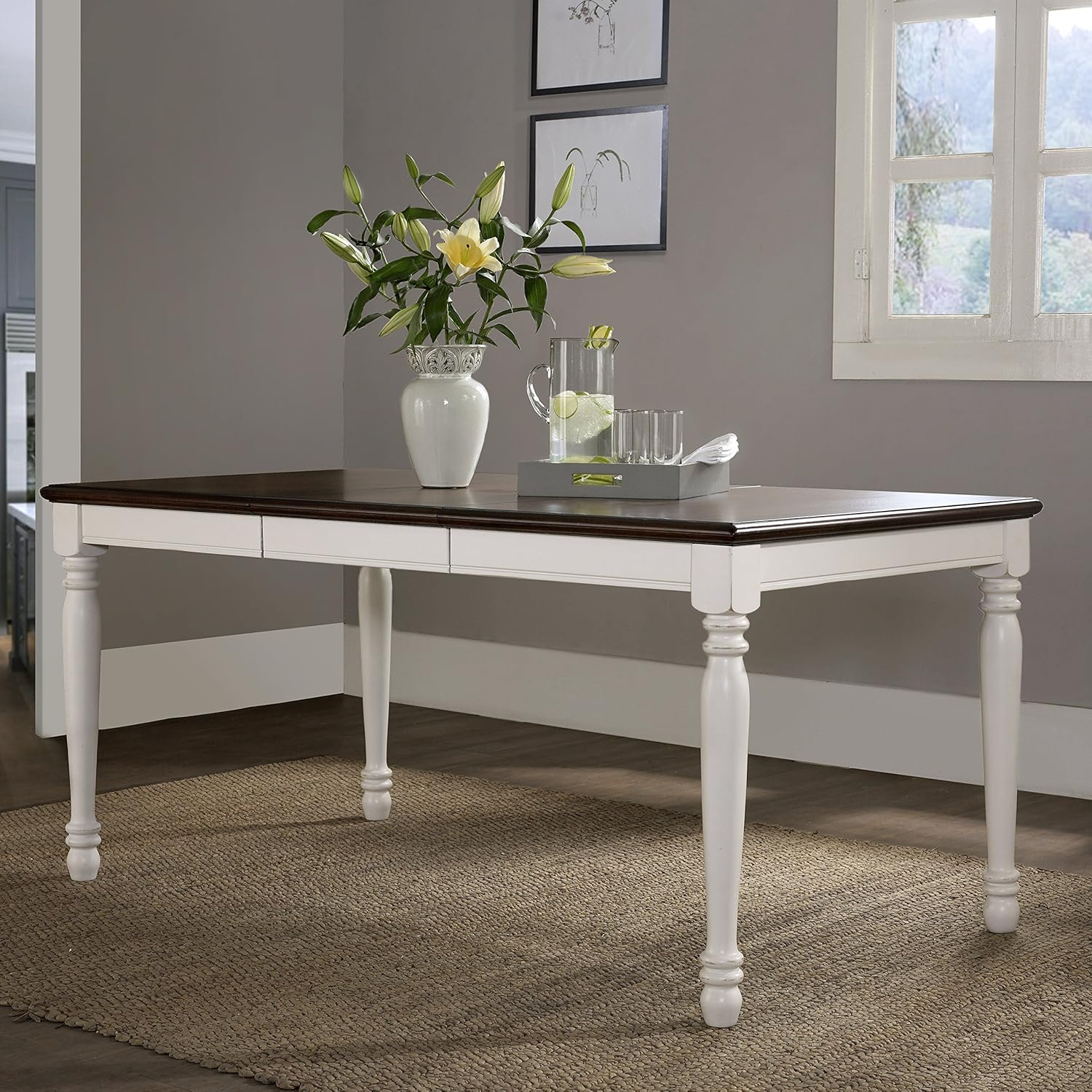 Crosley Furniture Shelby 7-Piece Dining Set with Table, Extension Leaf, and 6 Chairs, Distressed White - Table & Chair Sets