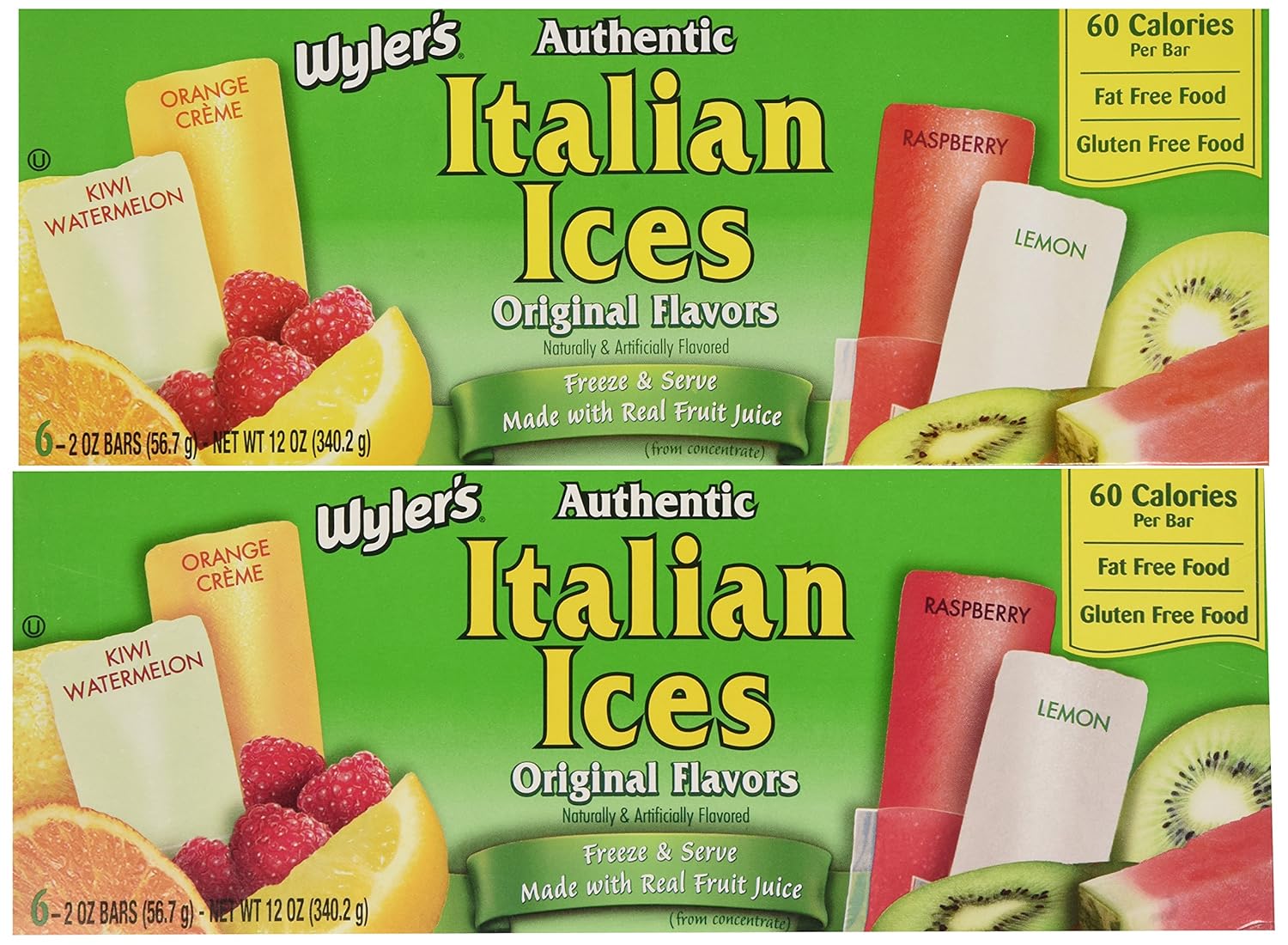Wyler's Authentic Italian Ice Freezer Bars, 6Count (Pack of 4) Food