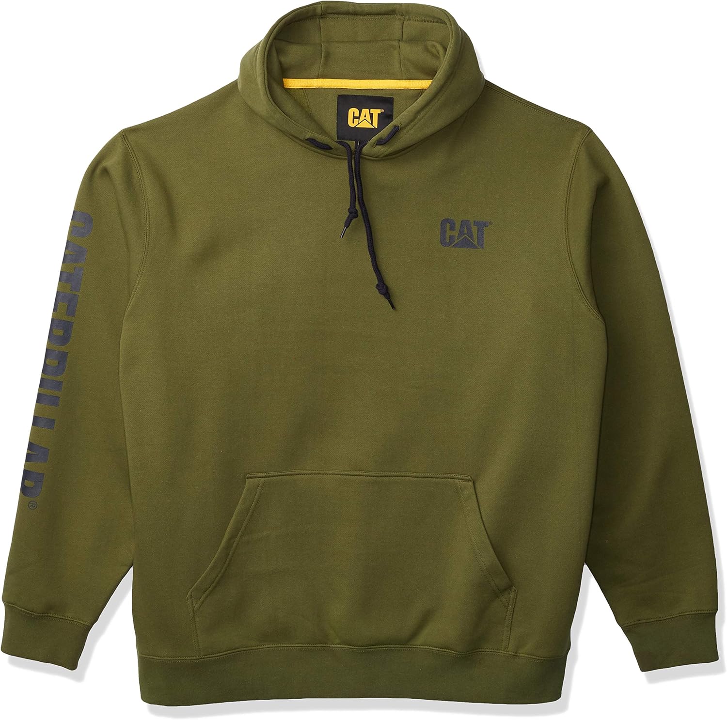 Caterpillar Men's Big & Tall Trademark Banner Hooded Sweatshirt, Chive, 2XLT: Clothing