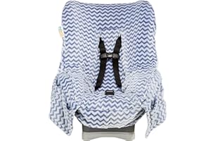 NIKO EASY-WASH CHILDREN'S CAR SEAT COVER Niko Easy Wash Children's Car Seat Cover & Liner - Blue Chevron Minky - Great for Winter Weather - Universal FIT - Crash Tested - Waterproof SEAT Bottom - Mess Protection - Machine Washable