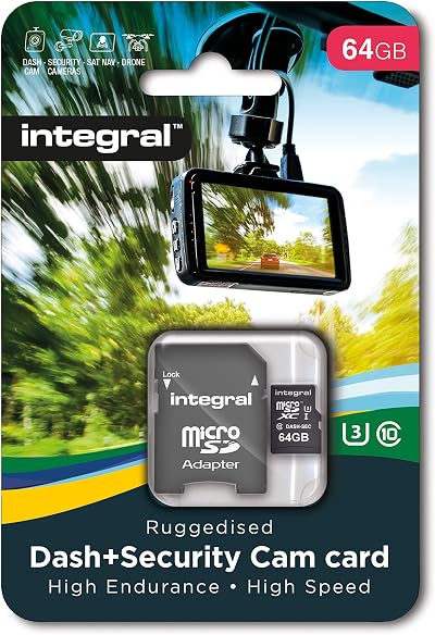 Integral 64GB MicroSDHC High Endurance Card for Dash Cam Security Camera