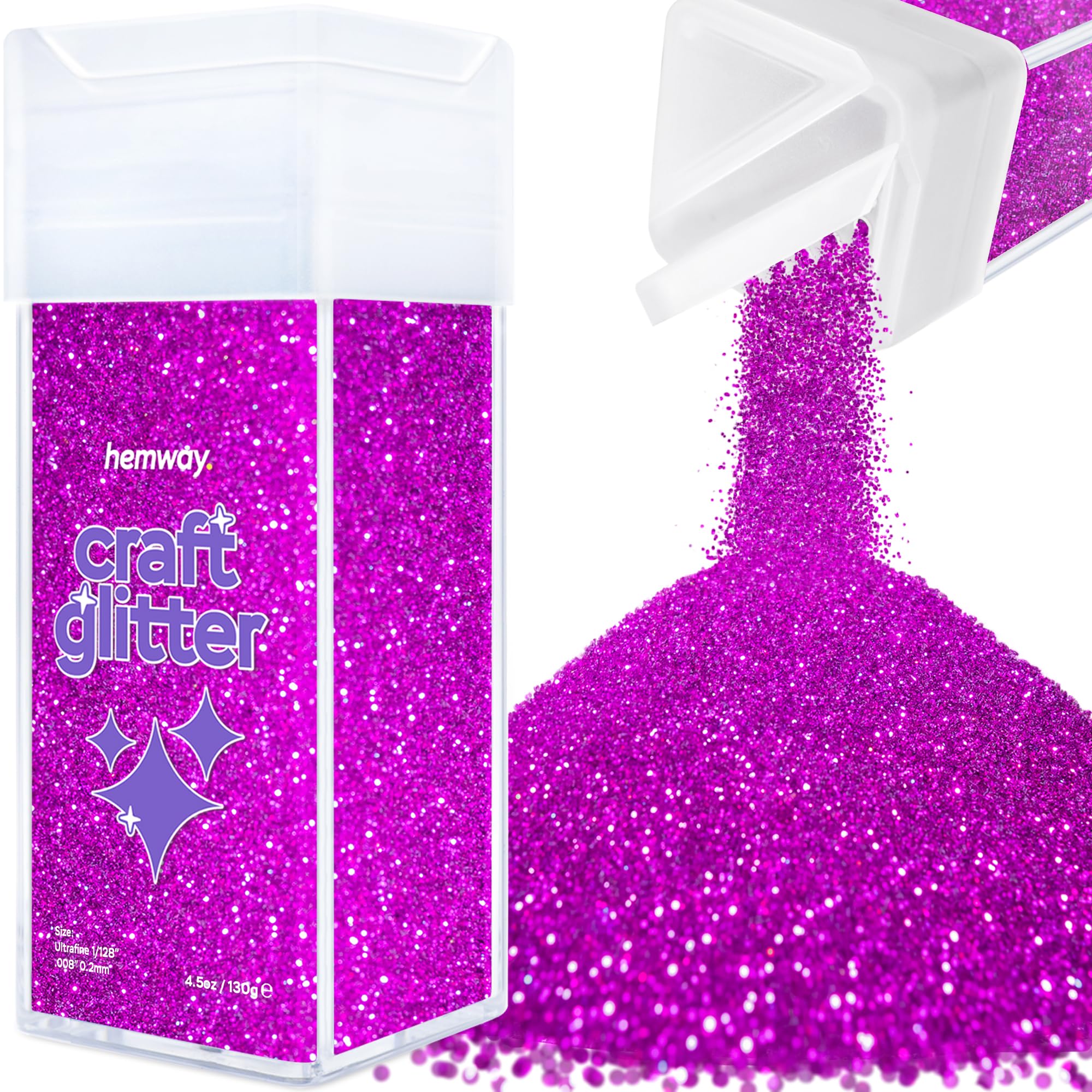 Hemway Glitter Shaker Fuchsia Pink 110g Ultrafine, Craft Glitter Shaker for Resin & Epoxy Crafts, Christmas Art Supplies, Nail, Body, Face, Eye, Festival, Crafting, Slime, Sparkle