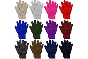 Glooarm 12 Pairs Winter Gloves Knit Warm Gloves Bulk Adult Stretchy Magic Gloves for Men Women Teens