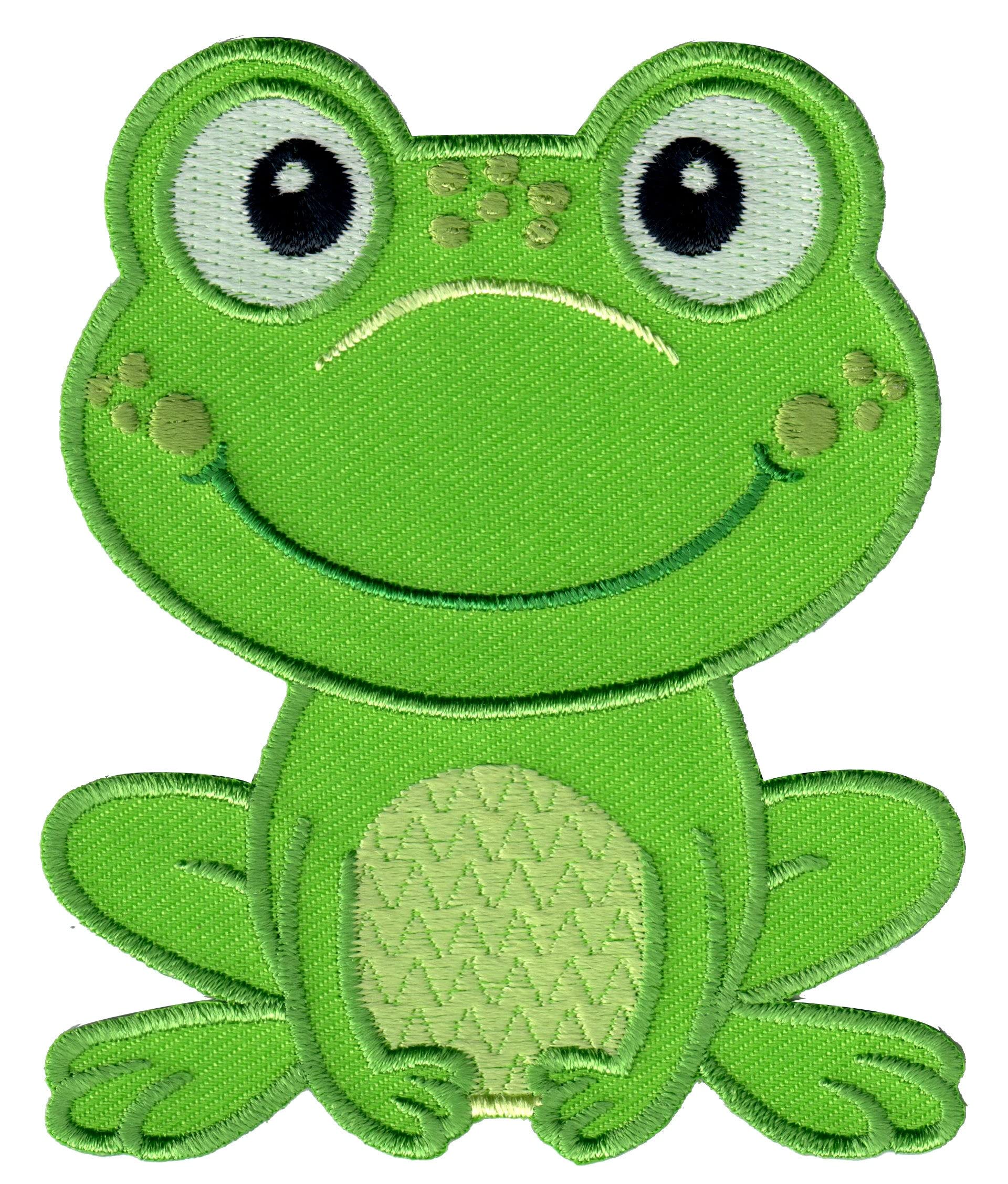 PatchMommy Frog Iron-On Patch - Premium Embroidered, Washable - 3.5" x 3" - Durable Applique for Jackets & Backpacks