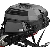 Rhinowalk Motorcycle Hardshell Tail Bag, Waterproof liner, 23~35L Black | Expandable rear seat luggage,helmet storage, removable waterproof liner, dual side compartments and backpack straps