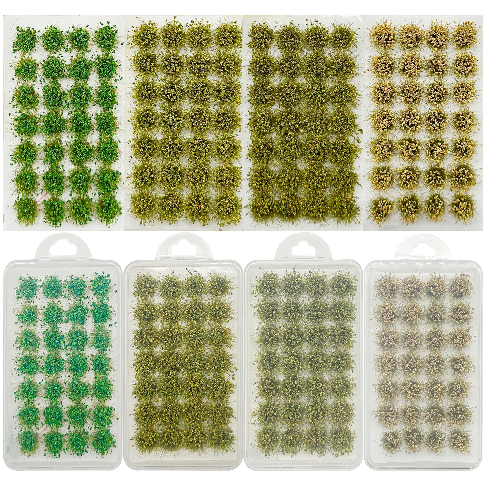 Woohome 112 PCS Static Grass Model Grass Railway Artificial Grass, 4 Color Bushy Tuft Flower Cluster Vegetation Groups for DIY Architecture Building Model Train Landscape Railroad Scenery — image 1