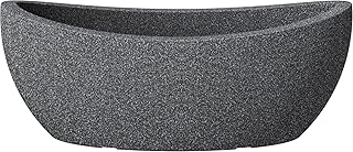 Scheurich Wave Globe Jardiniere, ovale Pflanzschale aus Kunststoff, Schwarz-Granit, 58 cm lang, 24 cm breit, 23 cm hoch, 15 l Vol.