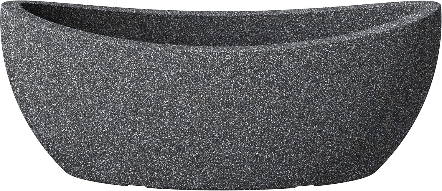 Scheurich Wave Globe Jardiniere, ovale Pflanzschale aus Kunststoff, Schwarz-Granit, 58 cm lang, 24 cm breit, 23 cm hoch, 15 l Vol.
