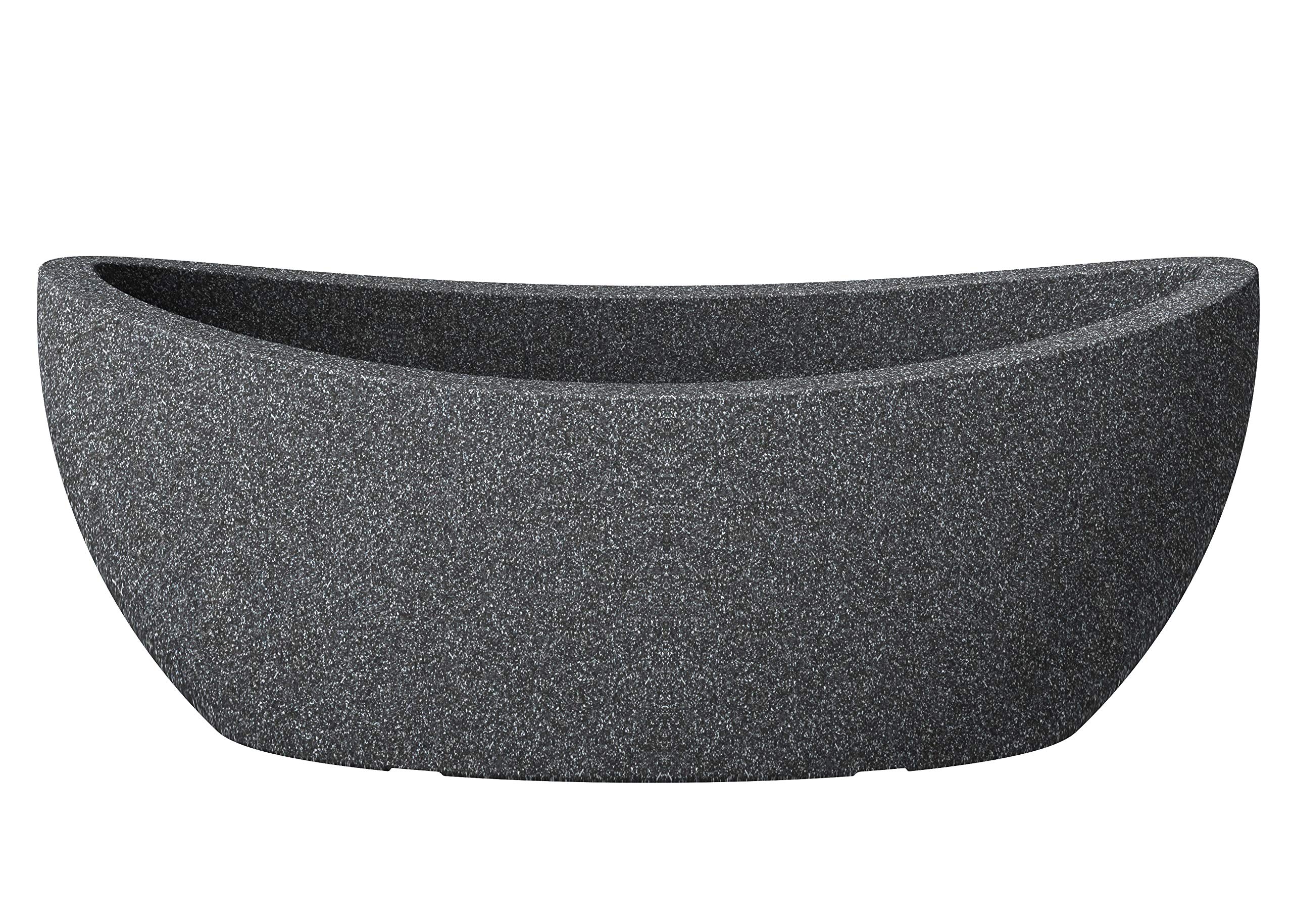 Scheurich Wave Globe Jardiniere, Oval Planter made of Plastic, Black-Granite, 58 cm diameter, 23 cm height, 15 l Vol.