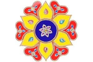 CHERKRAFT Large 15 Inches Size Big Diwali Acrylic Rangoli Stencils Handmade Rangoli Sticker Home Decor Floor Decorative Stones (Design 5)