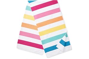 LAGUNA BEACH TEXTILE COMPANY Laguna Beach Textile Co. Striped Cabana Beach Towel - Oversized, Plush 630 GSM Cotton - Rainbow Solana
