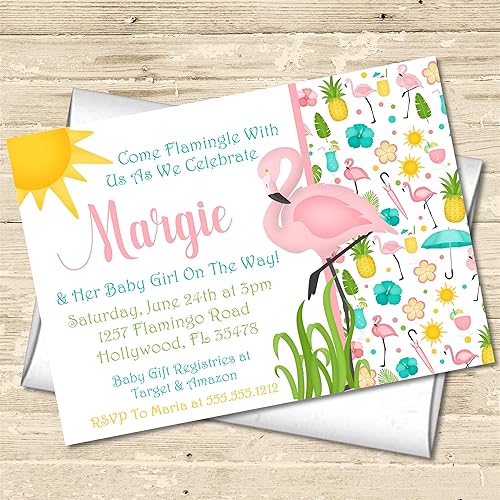 Amazon Com Flamingo Baby Shower Invitations Flamingo Baby Shower