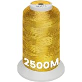 New brothread Metallic Embroidery Machine Thread - Vivid Gold M003 | Single Huge Spool, 2500M (2735Y) Each, for Commercial and Domestic Embroidery Machines