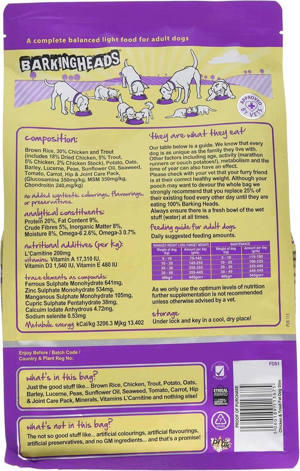 Barking Heads LowCalorie Dry Dog Food Fat Dog Slim 100 Percent