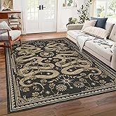 Snake Washable Rugs 5x7 Area Rug for Living Room Forest Soft Low-Pile Stain Resistant Thin Carpet for Bedroom Dining Nursery Non Slip Mat with Rubber Back Dark Grey