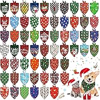 60 Pcs Christmas Dog Bandanas Bulk Adjustable Triangle Dog Scarves Bibs Xmas Puppy Bandanas Pet Neckerchief Washable Holiday