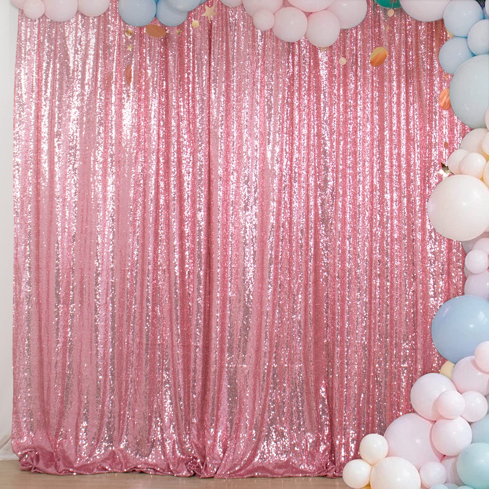 Photo 1 of ShinyBeauty 7FTX7FT Sequin Backdrops, Sequin Photo Booth Backdrop, Party Backdrops, Wedding Background, Sparkling Backdrop, Christmas Decoration (7FTX7FT, Fuchsia Pink)