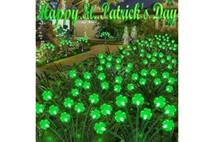 SAKAYO 2 Pack St Patricks Day Decorations Solar Outdoor Lights, 18 LED Lucky Green Shamrock Lights Irish Firefly Solar Lights, 2 Modes Waterproof St Patricks Day Lights for Yard Garden Lawn Pathway Decor