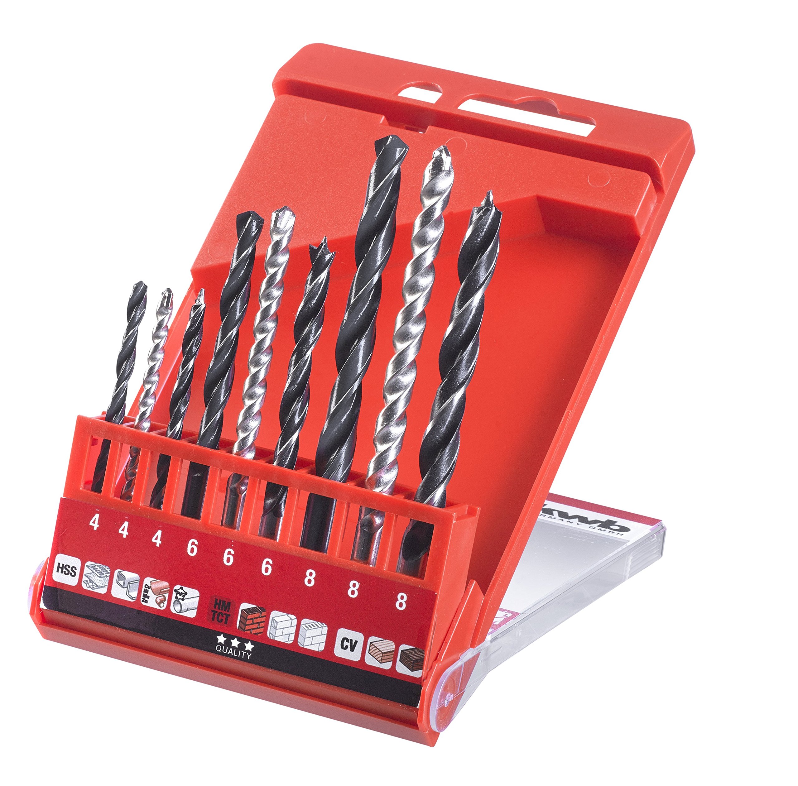 kwb Combi Tube Set - Drill Set, 9-Piece for Metal, Stone and Wood