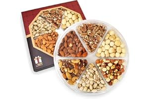 ANNA AND SARAH Freshly All Roasted & Salted 6 Variety NUTS in Tray- 24 Oz Healthy Protein Food, All Natural, Vegan, Kosher NON GMO Pecan-Oregon-Almond-Mix-Macadamia-California Pistachios For Party Gift for Mom Men Women Family