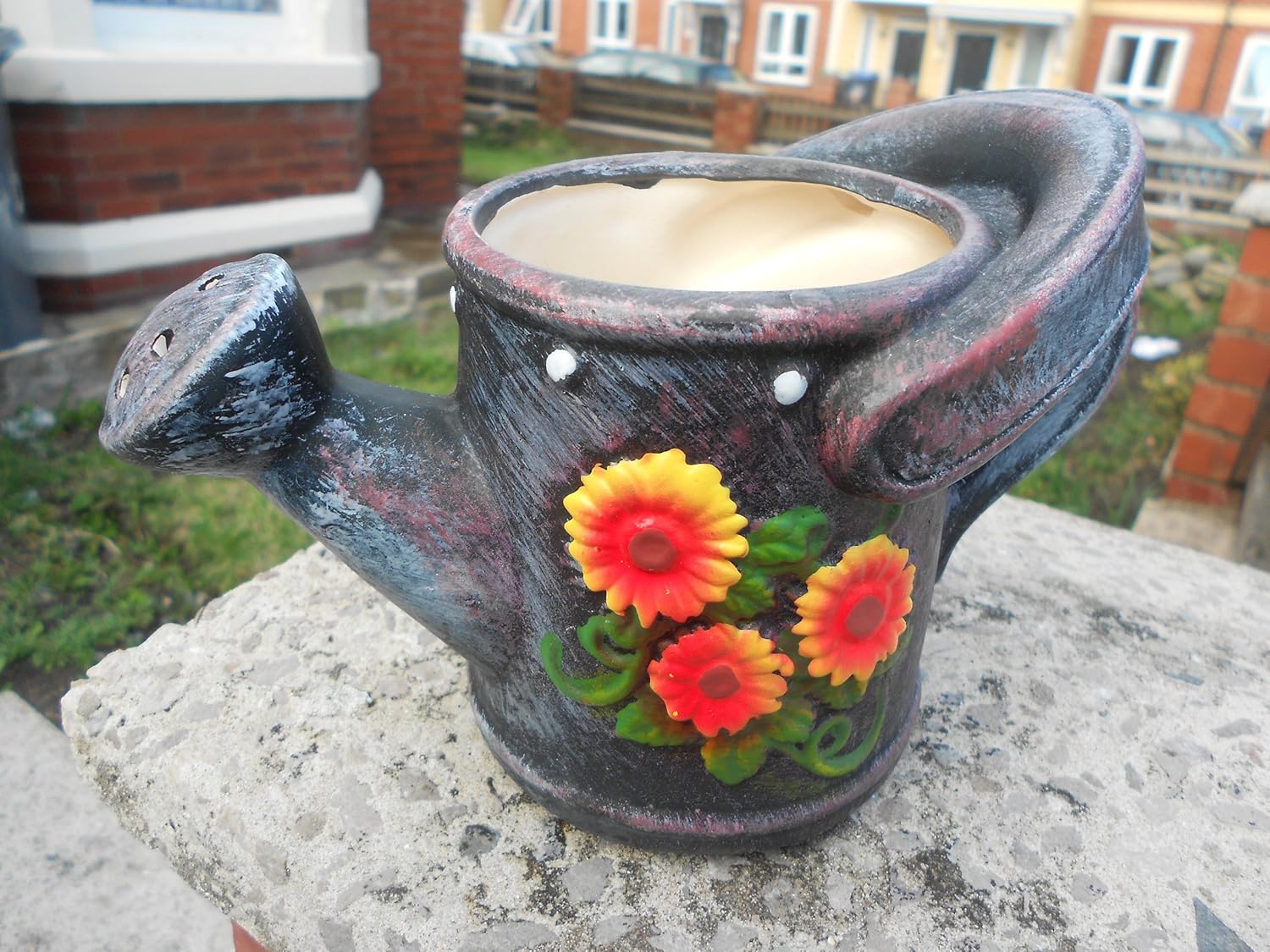 Lovely Ornamental Pot Planter Ceramic Watering Can Amazon.co.uk