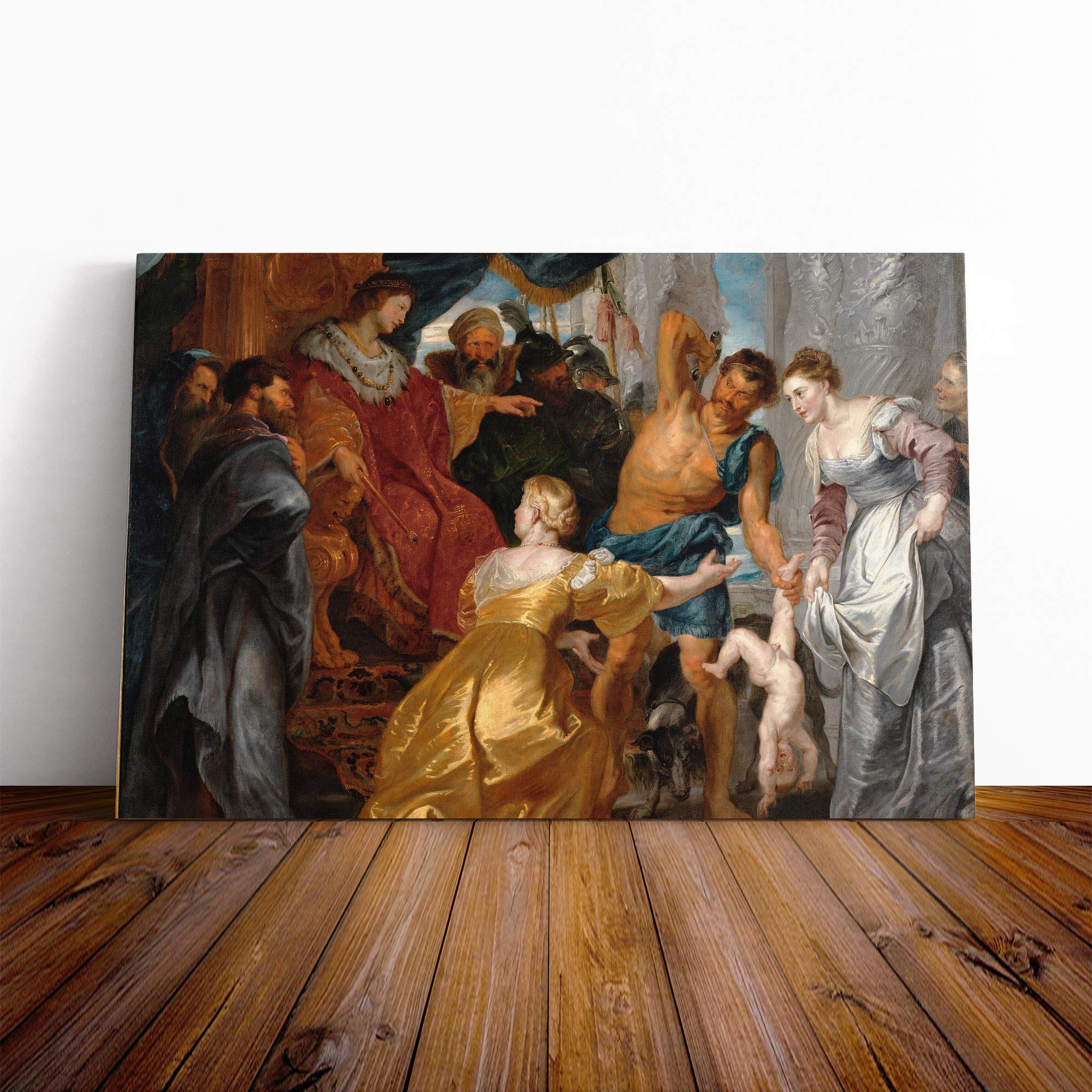 Big Box Art Canvas Print Wall Art Peter Paul Rubens The First Book of Kings in The Bible|Mounted & Stretched Box Frame Picture|Home Decor for Kitchen, Living Room, Bedroom, Multi-Colour, 20x14 Inch