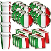 Italy Italian Flag Birthday Party Supplies Set Plates Napkins Cups Tableware Kit for 16