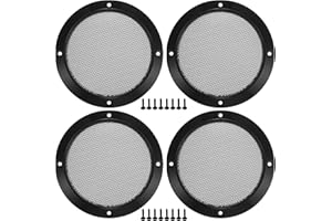 ACROPIX Universal 5" Car Speaker Grills Cover Mesh Round 5 Inch Audio Speaker Subwoofer Guard Protector Case with Mounting Screws Iron Gloss Black - Pack of 4