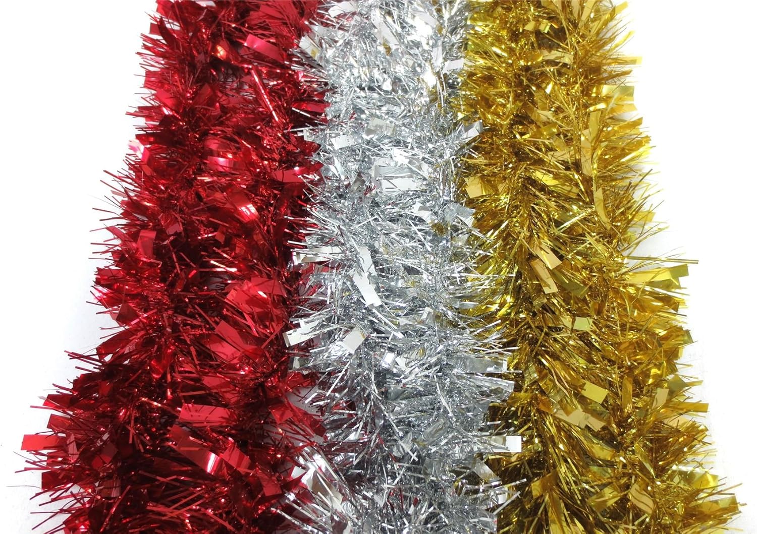Decorative Foil Christmas Tinsel 2mX10Cm Chunky Thick And Thin Silver