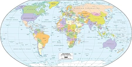 Robinson Projection World Map Poster: Amazon.co.uk: Kitchen &amp; Home