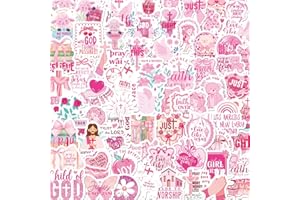 Falueqg Pink Bible Verse Stickers - 100Pcs Christian Jesus Stickers, Coquete Bow Decals, Inspirational Religious Scripture Decals for Bible Journaling Study Prayer Board Supplies, Faith Based Gifts