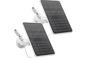 FOHOA Solar Panel for Security Camera, 5W Solar Panel Charger Compatible with Eufycam 3/3C/2/2 Pro/2C/2C Pro/E/E20/E40/L20/L40/Solo/SoloCam Spotlight, Micro USB&USB-C Port IP65 Waterproof 10ft Cable, 2 Pack