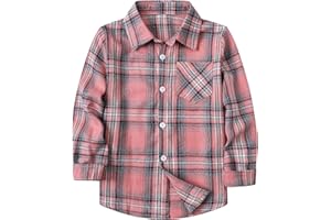 Betusline Girls' Plaid Shirt Flannel Shirts for Kids