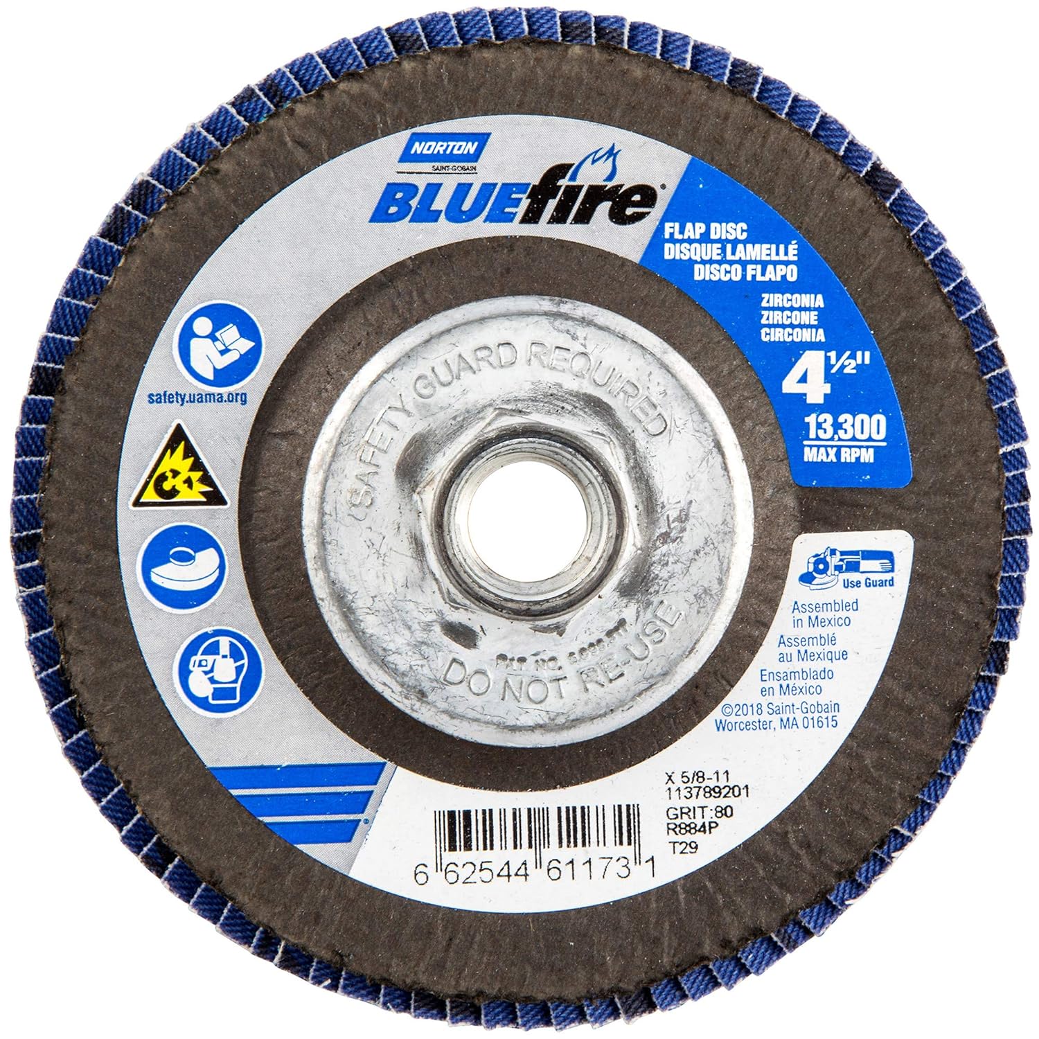 Flap Disc, 4 1/2 In x 80 Grit, 5/811 Abrasive Flap Discs