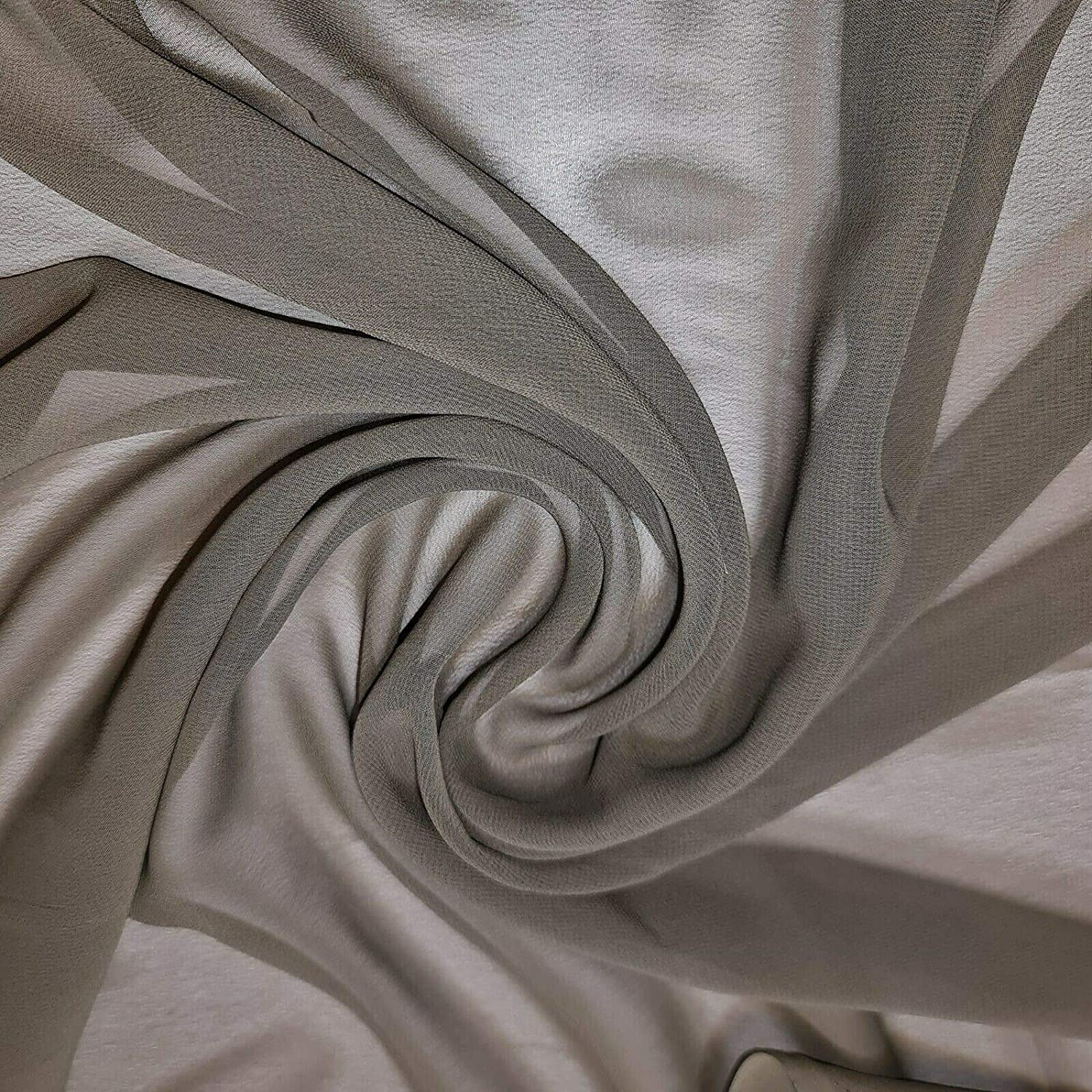 New Plain Chiffon Sheer Crepe Fabric Premium Dyed Dress Drape Decor Craft Fabric (Pre Cut 2 Meter - Dark Olive)