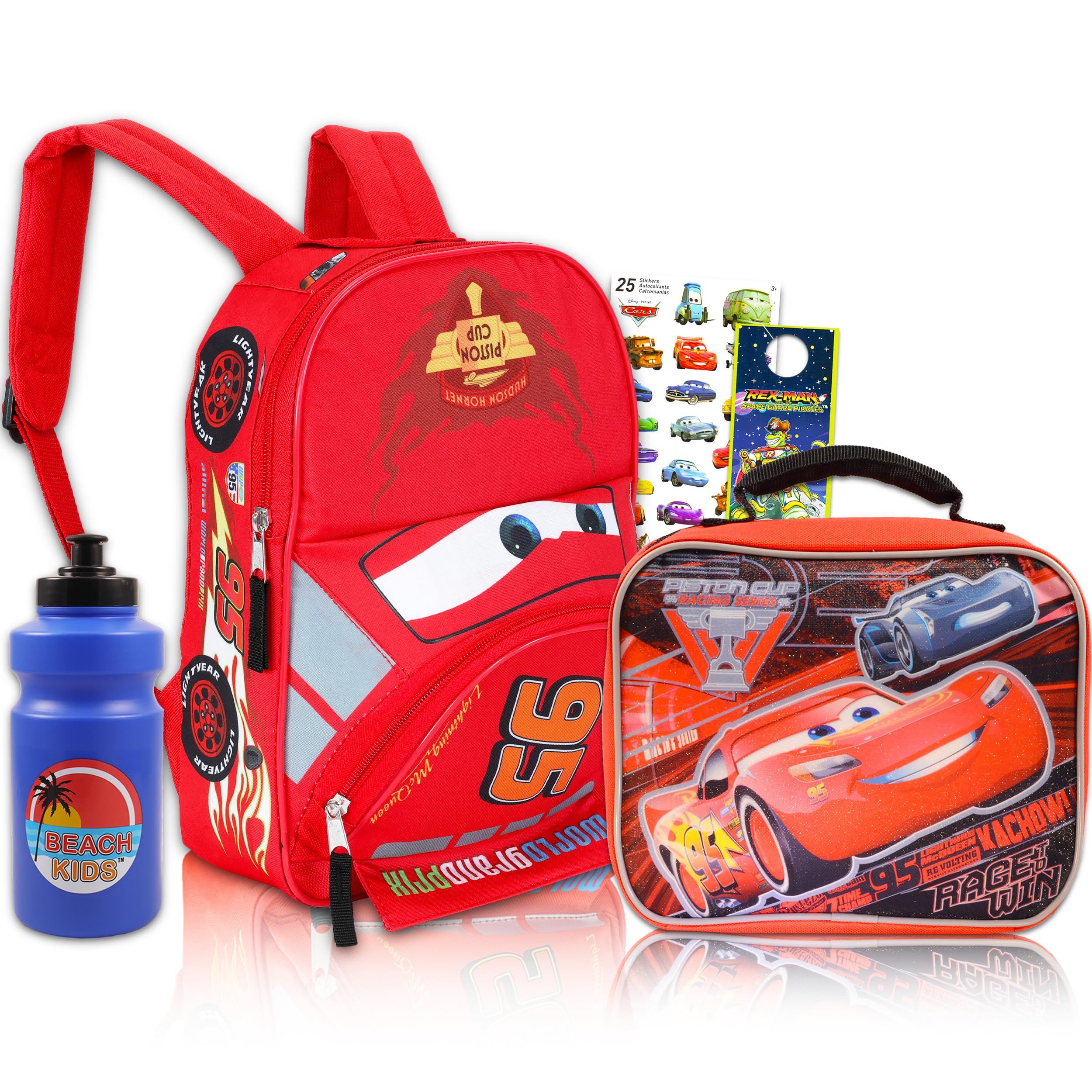 Photo 1 of Disney Cars Backpack with Lunch Box for Preschool Toddler Boys Girls - 11" Mini Backpack Bundle with Lunchbox and Stickers