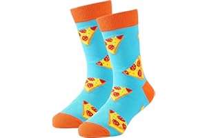 BISOUSOX Crazy Socks for Kids Boys Socks 10-12 Years Old Silly Funny School Dress Socks 6-8 Fun Pizza Socks Birthday Christmas Gift
