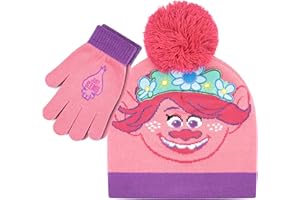 UNIVERSAL STUDIOS Trolls Girls Hat and Gloves Set – 2-Pcs Trolls Poppy Girls Winter Hat with Gloves – Fashionable Kids Hat and Gloves Set