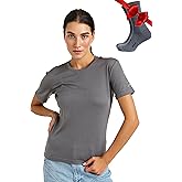 Merino.tech Merino Wool T Shirt Women - 100% Merino Wool Base Layer Women Short Sleeve Moisture-Wicking Tee and Hiking Socks
