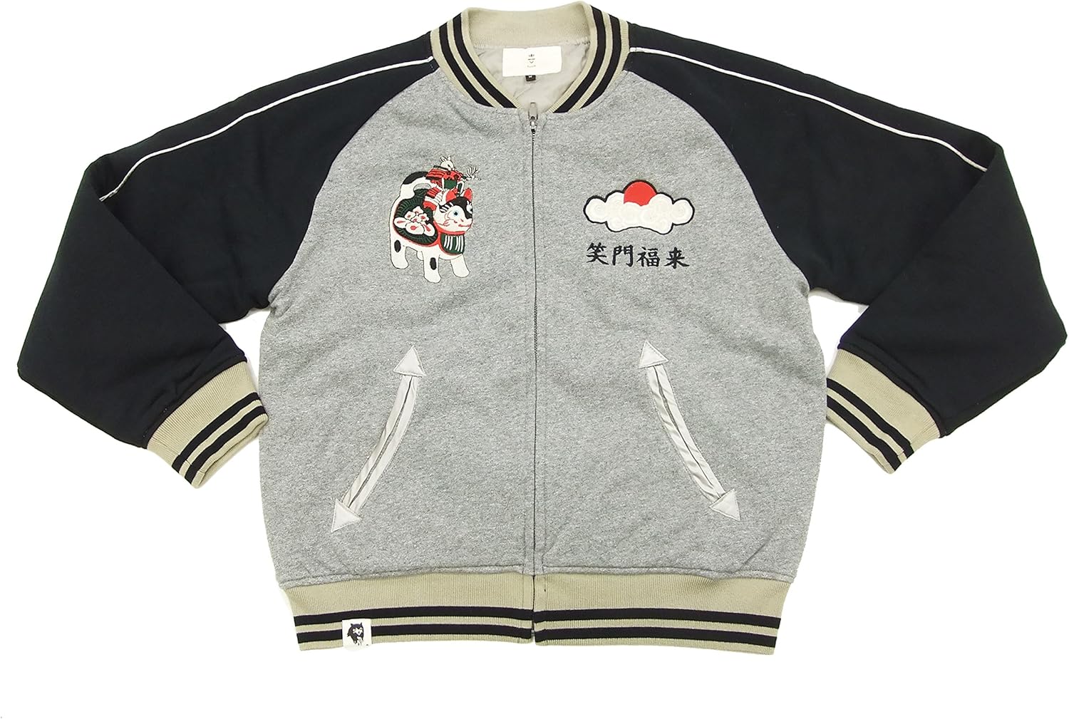 Amazon 喜人 Kijin スウェットスカジャン Kj 張り子の犬 メンズ 和柄 ジャケット グレー 黒 L コート ジャケット 通販