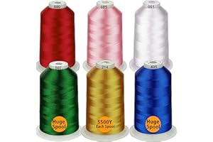 Simthread - 33 Selections - Various Assorted Color Packs of Polyester Embroidery Machine Thread Huge Spool 5500Y for All Sewing Embroidery Machines - Christmas Colors