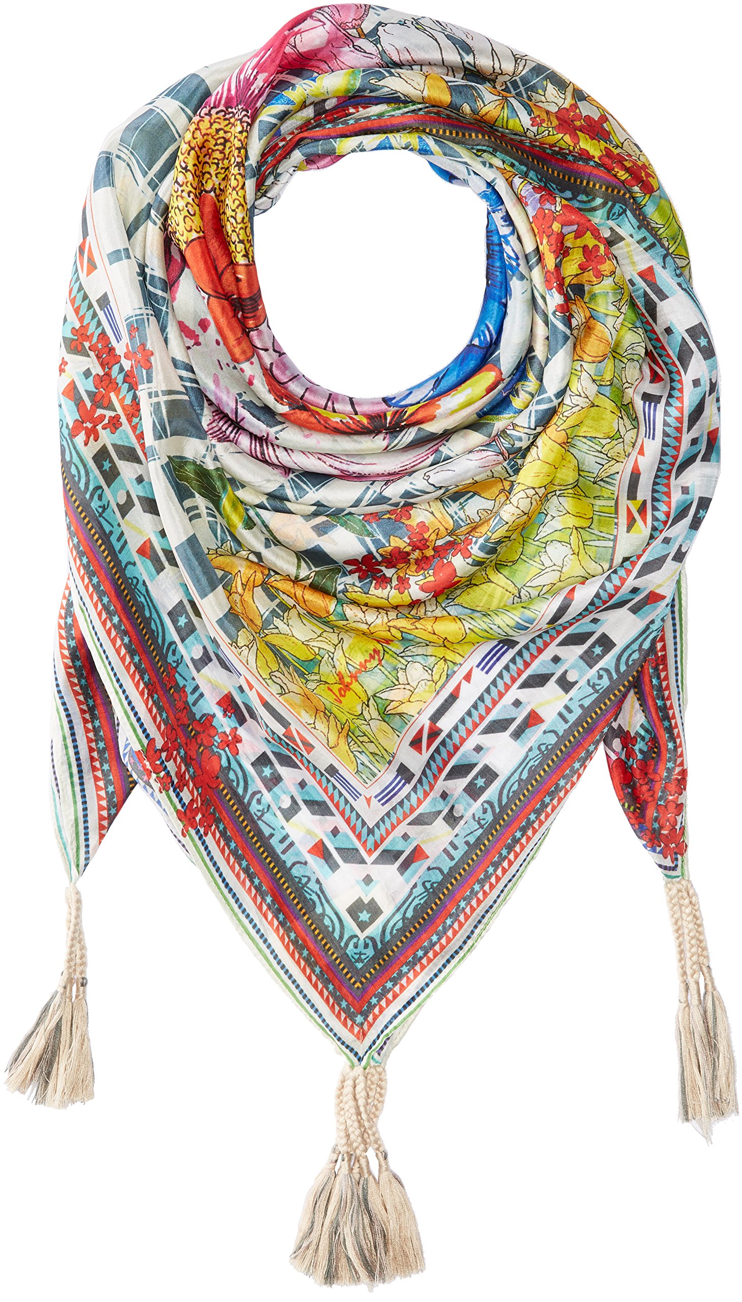 Johnny Was Women's Patterned Silk Square Scarf with Tassels Buy Scarves and Wraps