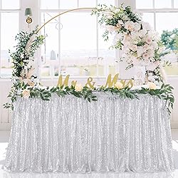Silver Table Skirt 6ft Spakly for Rectangle Table