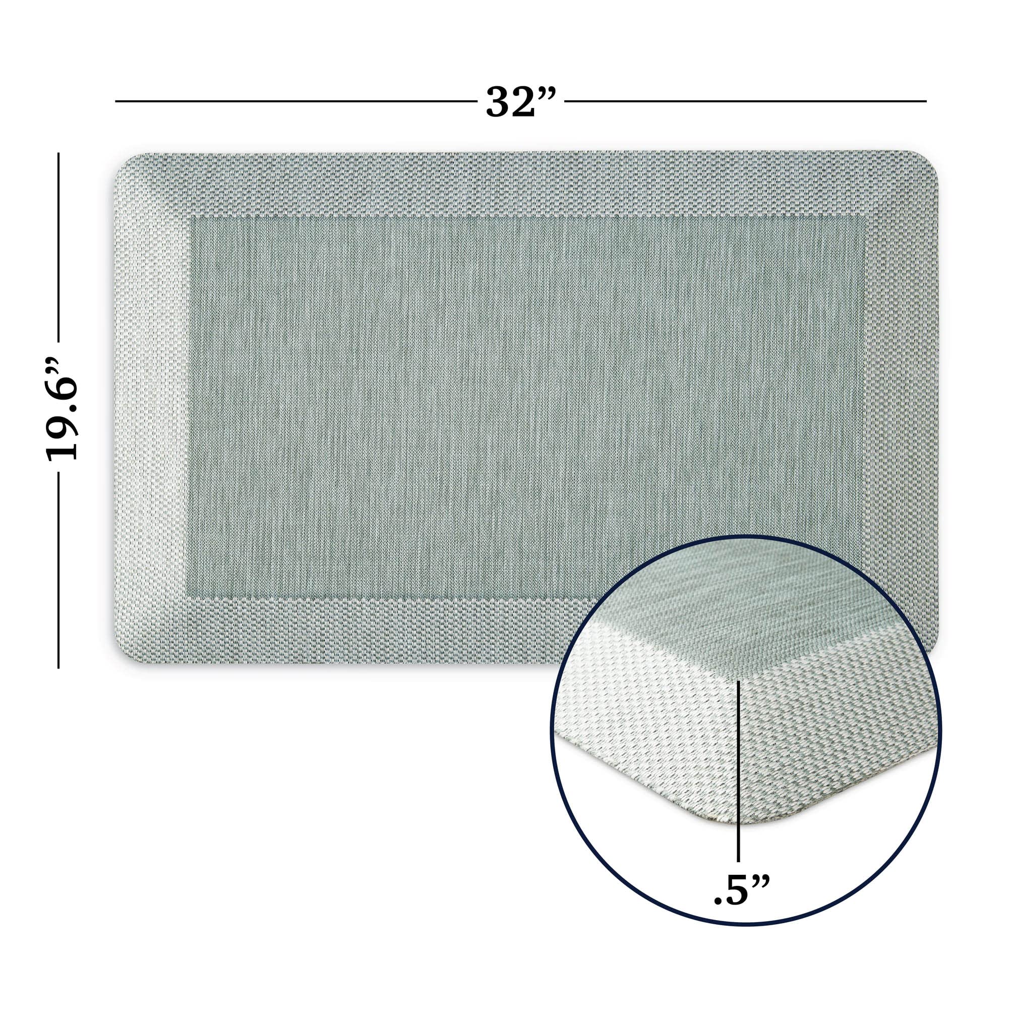 Martha Stewart Mira Modern Heathered Solid Anti-Fatigue Air-Infused Kitchen Mat, Mint Green, 19.6