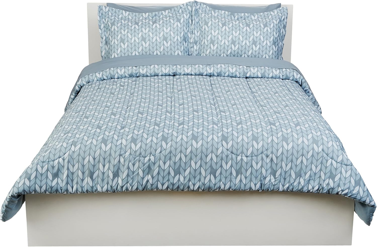 Basics 7-Piece Light-Weight Microfiber Bed-In-A-Bag Comforter Bedding Set - Full or Queen, Reversible Grey Stripe: Home & Kitchen