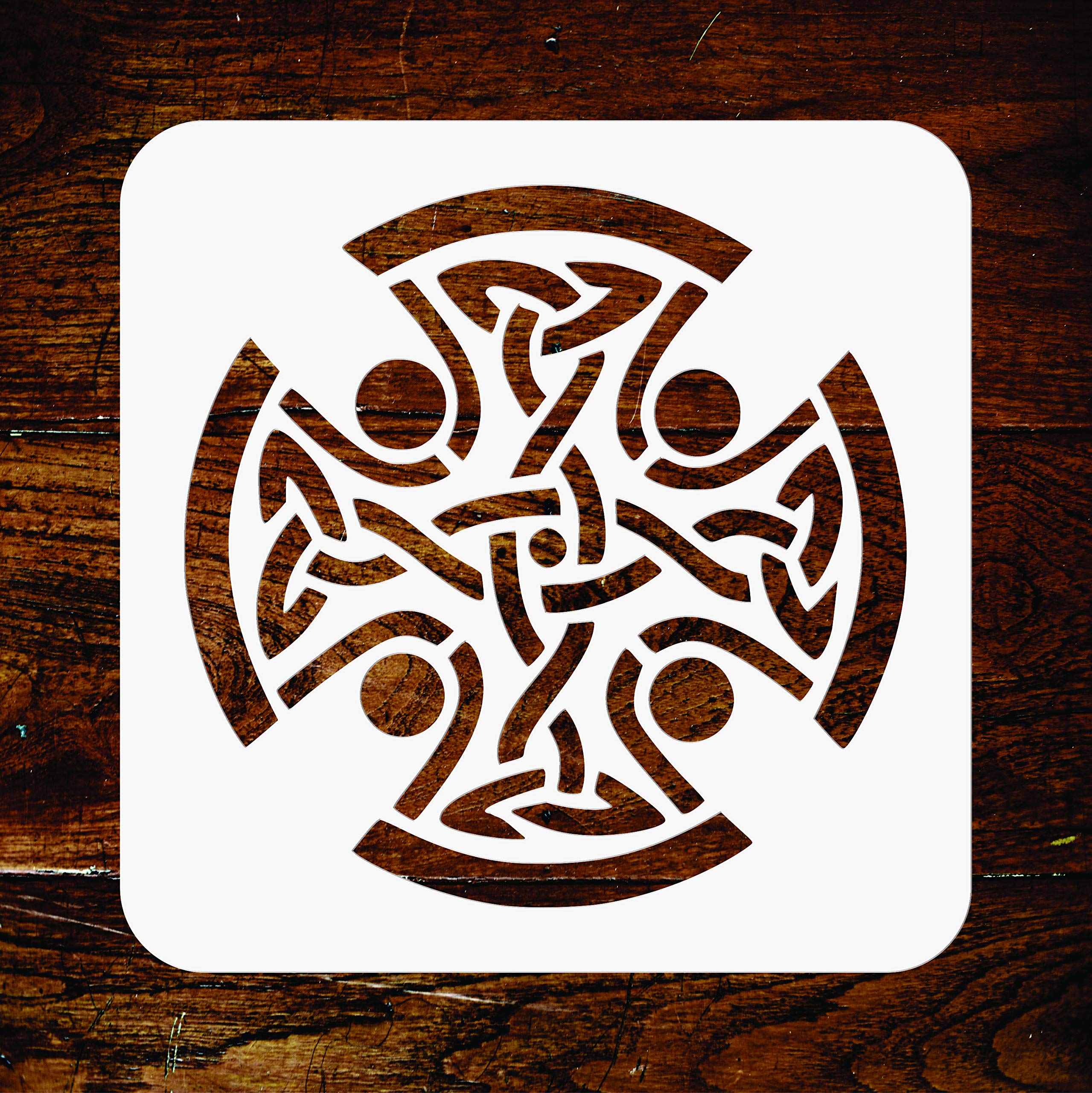 Celtic Cross Stencil - 11.5 x 11.5 cm - Reusable Religious Tribal Knotwork Wall Stencils Template