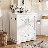 IRONCK 30" Bathroom Vanity with Ceramic Basin,Modern Under Sink Cabinet with 2 Soft Closing Doors and 1 Drawer, Free Standing