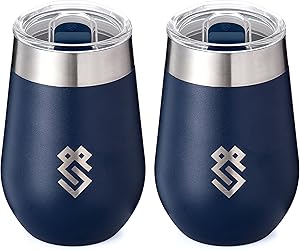 Summit Outdoor Wine Glasses, Vacuum Insulated Wine Tumbler With Lid, Stemless Metal Cup Design, Stainless Steel, Unbreakable, Shatterproof, Portable, Set of 2, Home, Travel or Camping. NEW SLIDING LID