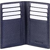 Slim Leather Credit Card Holder for Men & Women 8cc, Italian Calfskin (Pebbled Blue)